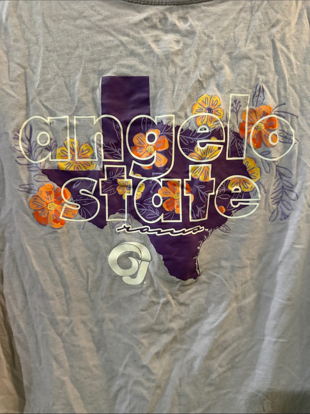 Champion Lavender Tee with Purple and Orange Angelo State Graphic
